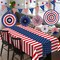 9pcs Patriotic 4th of July Decoration Set – Red White and Blue Paper Fans, USA Pennant Bunting & Star Streamers – Includes Waterproof Patriotic Tablecloth – All-in-One Decor Kit for Memorial Day, July 4th & Veterans Day